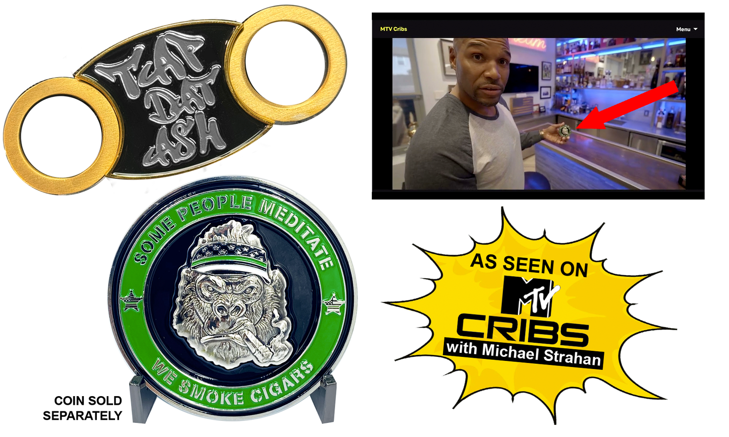 BL18-014 MTV Cribs Michael Strahan episode matching gray Cigar Cutter for Tap Dat Ash Cigar Coin