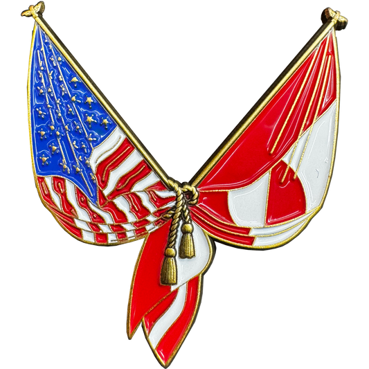 BL13-6 American US Flag and Greenland Flag Pin 2 inch with dual pin posts support