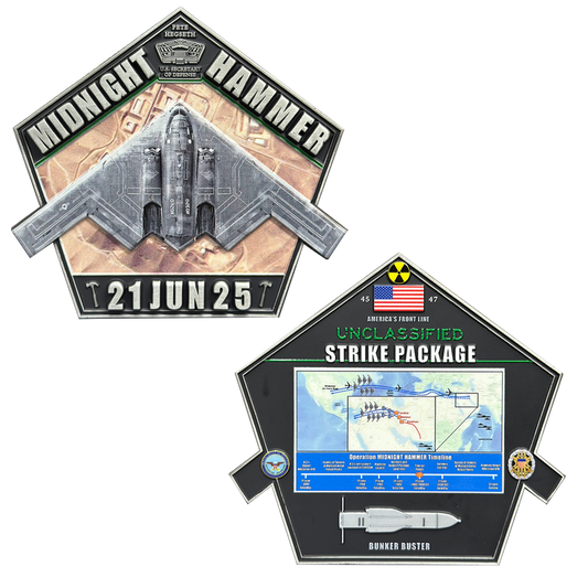 CL-ZZ Midnight Hammer Challenge Coin Honoring Pete Hegseth B-52 Bunker Buster Stealth Bomber B-2