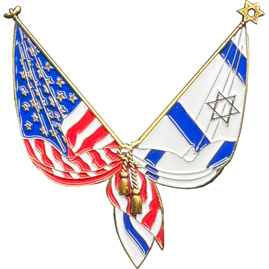 EL4-014 Israel and American Flag Israeli Jewish support Pin 2 inch with dual pin posts