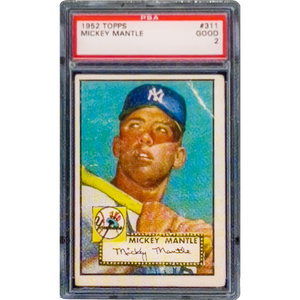 PBX-007-A 1952 Topps Mickey Mantle PSA 2 Autographed back Rookie Lapel Pin