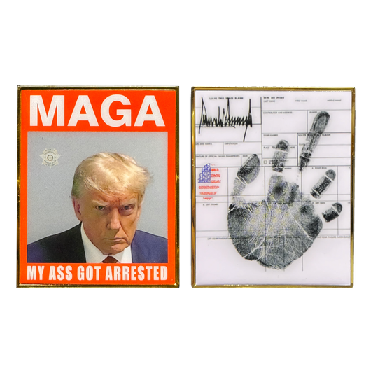 EL10-001 President Donald J. Trump Mugshot MAGA Arrest Fingerprint Card Challenge Coin