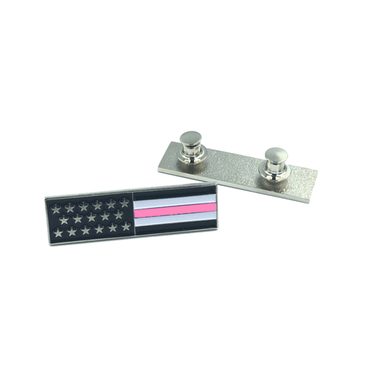 CL7-07 Thin Pink Line U.S. Flag Commendation Bar uniform Pin Police Breast Cancer