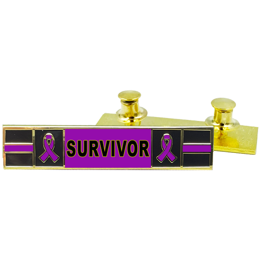 PBX-008-1 Thin Purple Line Ribbon Pancreatic Cancer Survivor commendation bar pin Police Style Pancreas Cancer Awareness Month