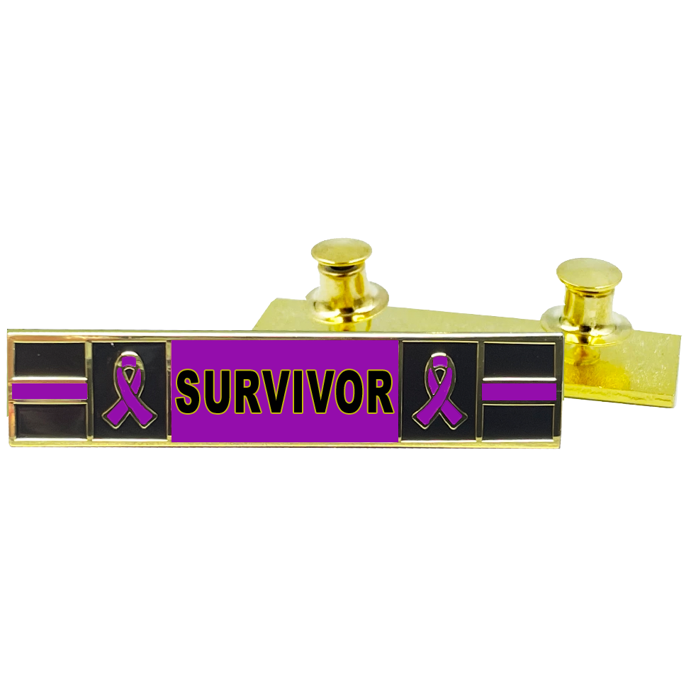PBX-008-1 Thin Purple Line Ribbon Pancreatic Cancer Survivor commendation bar pin Police Style Pancreas Cancer Awareness Month