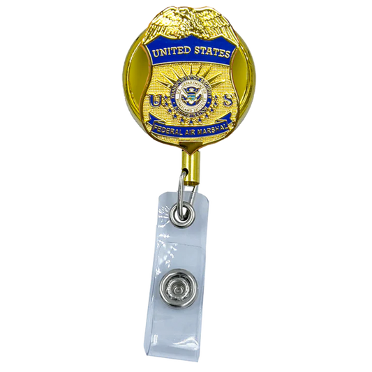 LL-009 FAM Federal Air Marshal Metal ID Reel retractable Card Holder