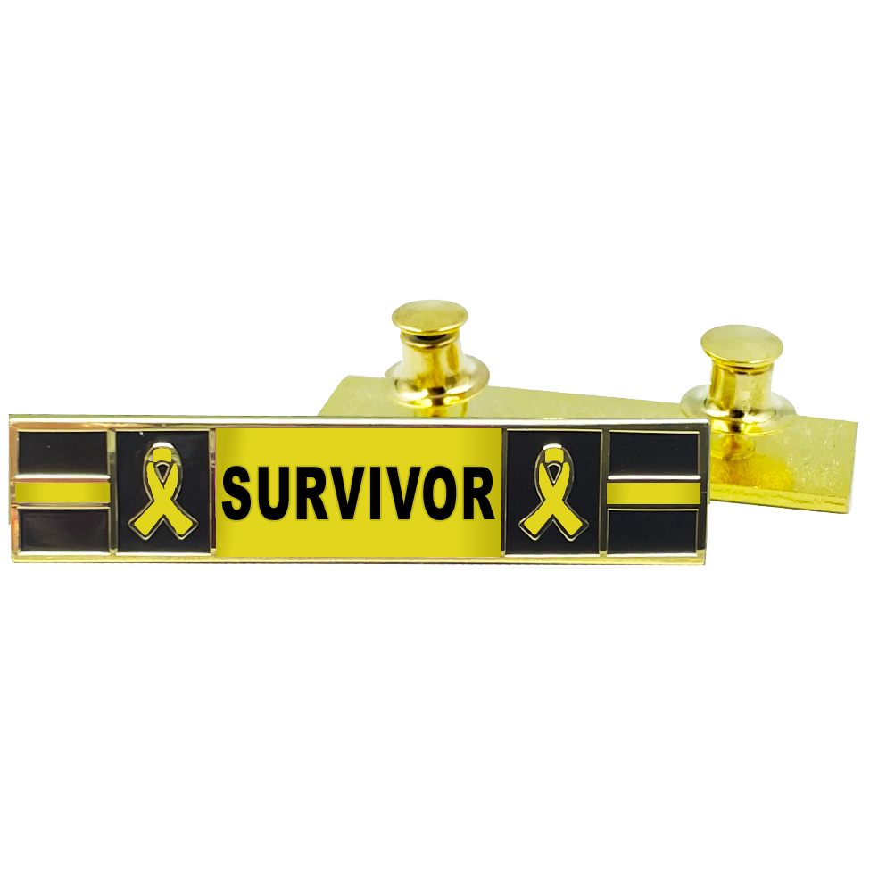 PBX-008-4 Thin Yellow Line Ribbon Liver Bone Bladder Cancer Ewing Sarcoma Osteosarcoma Survivor commendation bar pin Police Style Awareness Month