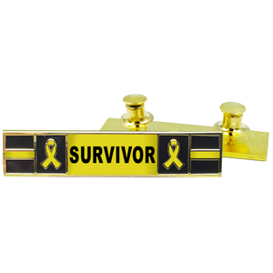 PBX-008-4 Thin Yellow Line Ribbon Liver Bone Bladder Cancer Ewing Sarcoma Osteosarcoma Survivor commendation bar pin Police Style Awareness Month