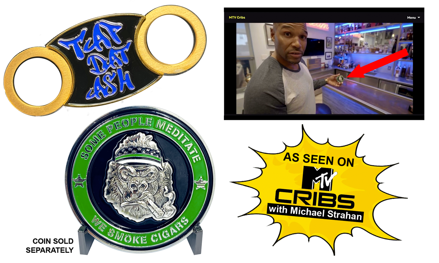 BL18-013 MTV Cribs Michael Strahan episode matching blue Cigar Cutter for Tap Dat Ash Cigar Coin