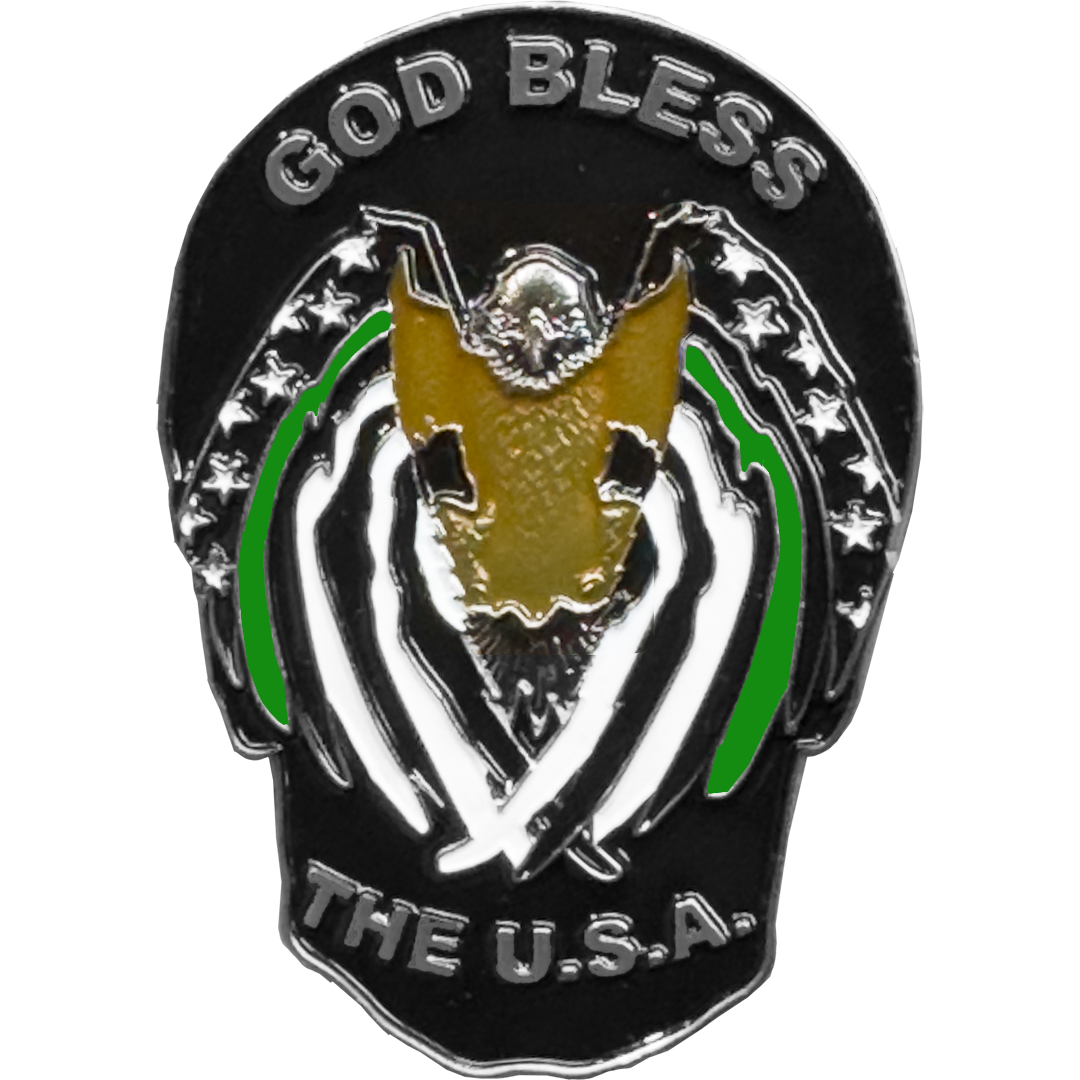 EL14-008 Thin Green Line Flag Border Patrol Sheriff Eagle God Bless America Skull Challenge Coin Marines Army Veteran
