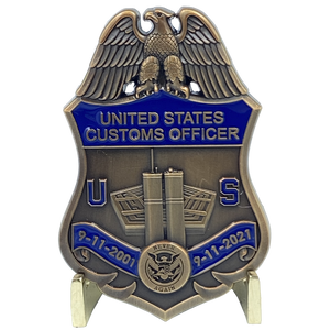 CL14-13 U.S. Customs Service September 11th 9/11 Commemorative 20th Anniversary Memorial Shield Treasury Inspector & CBP Officer