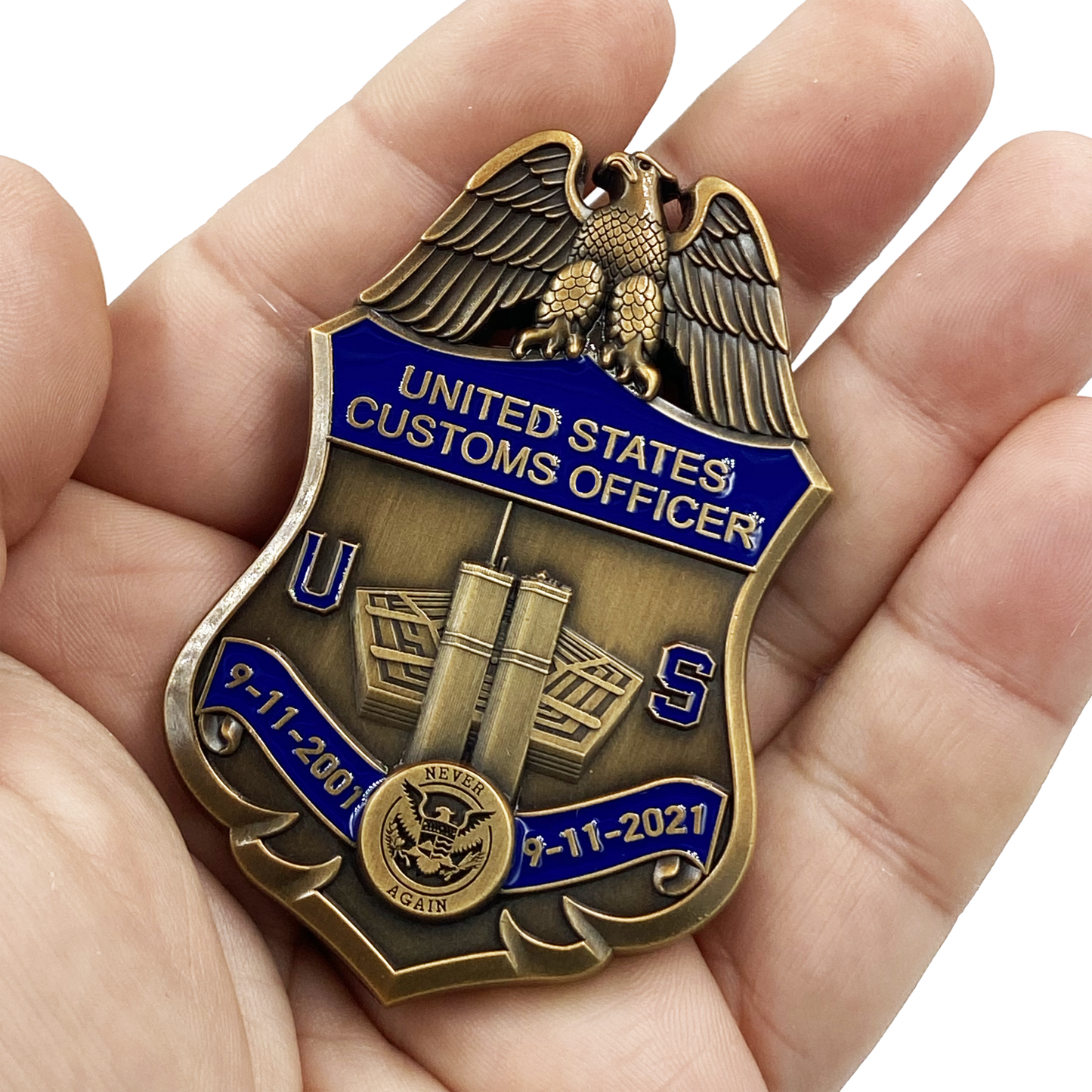 CL14-13 U.S. Customs Service September 11th 9/11 Commemorative 20th Anniversary Memorial Shield Treasury Inspector & CBP Officer
