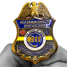 GL8-001 911 Emergency Dispatcher Fire Police EMT thin gold line Challenge Coin