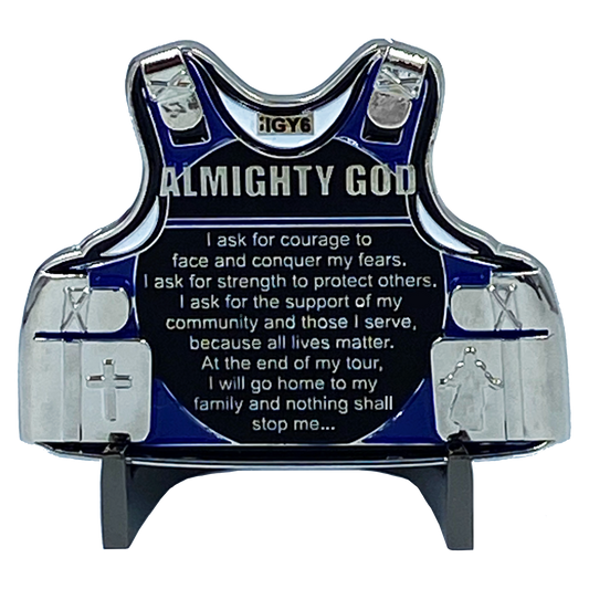 DL7-13 Police Officer's Prayer God Almighty Challenge Coin Thin Blue Line Tactical Body Armor