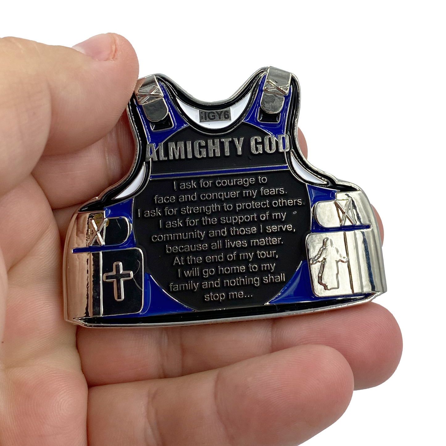 DL7-13 Police Officer's Prayer God Almighty Challenge Coin Thin Blue Line Tactical Body Armor