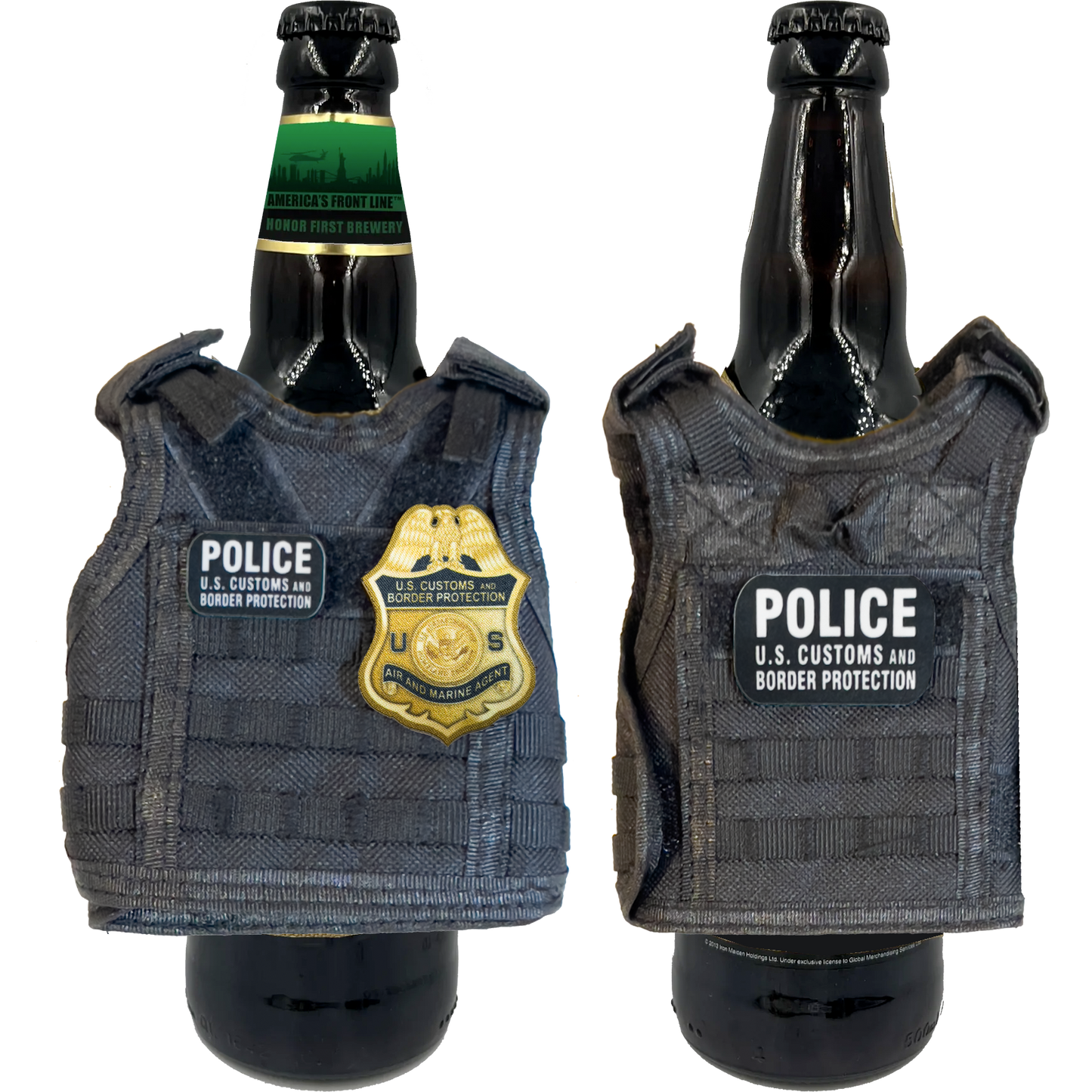 GB2-003 CBP AMO Air and Marine Agent Tactical Beverage Bottle or Can Cooler Vest with removable patches perfect gift for Challenge Coin collectors