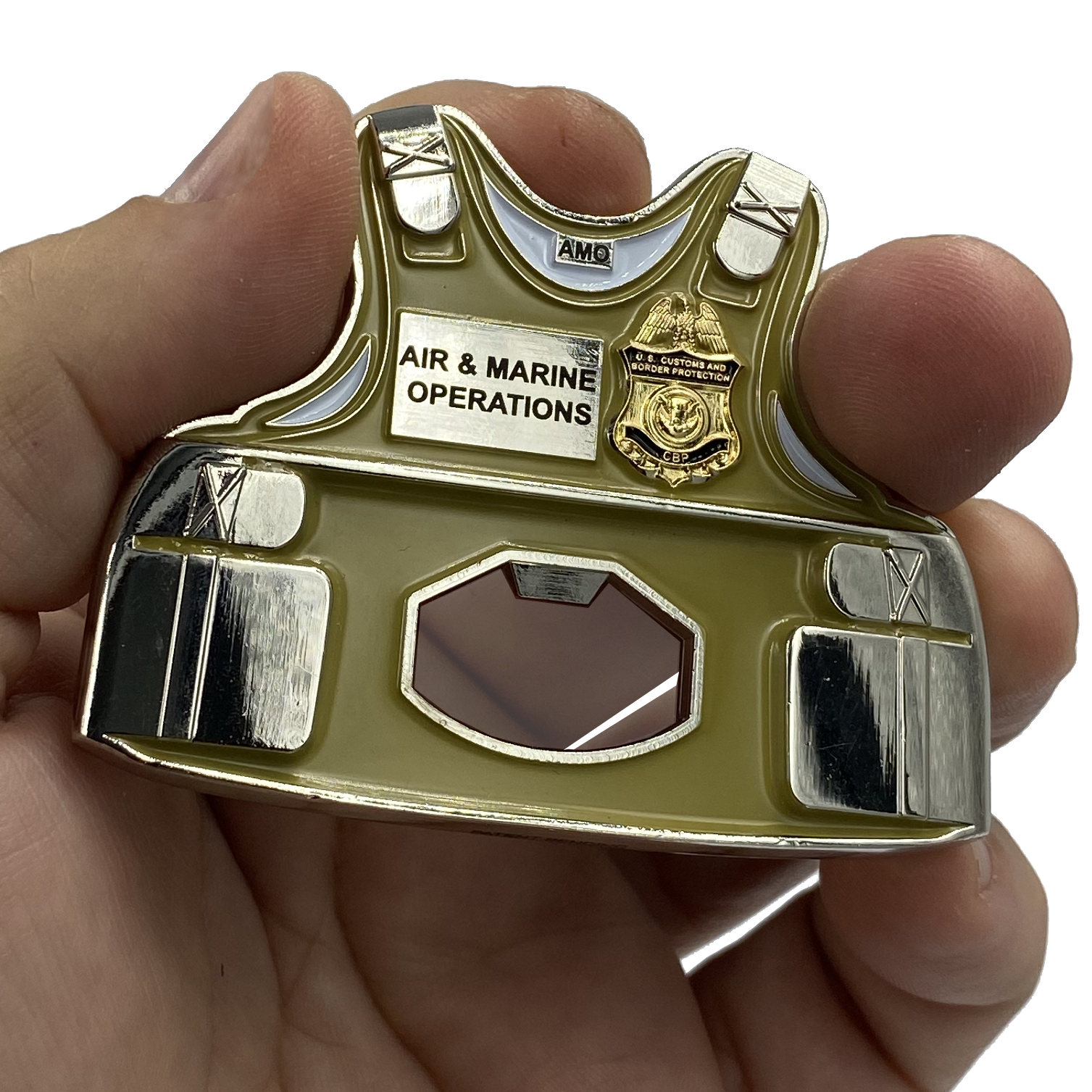 EL2-014 AMO Air and Marine CBP Bottle Opener Body Armor Ballistic Vest Challenge Coin Air & Marine Interdiction Agent