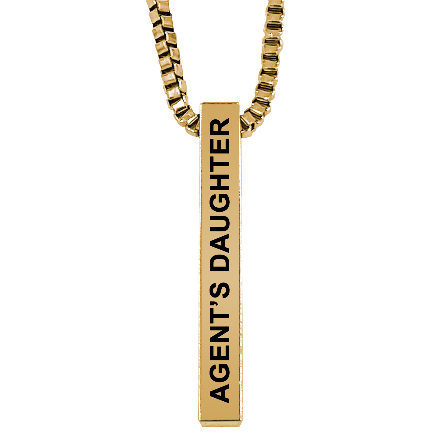 Agent's Daughter Gold Plated Pillar Bar Pendant Necklace Gift Mother's Day Christmas Holiday Anniversary Police Sheriff Officer First Responder Law Enforcement