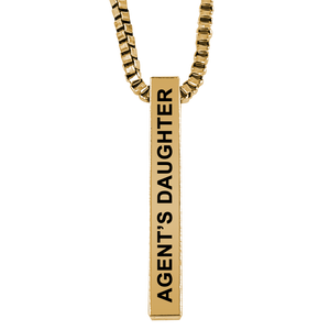 Agent's Daughter Gold Plated Pillar Bar Pendant Necklace Gift Mother's Day Christmas Holiday Anniversary Police Sheriff Officer First Responder Law Enforcement