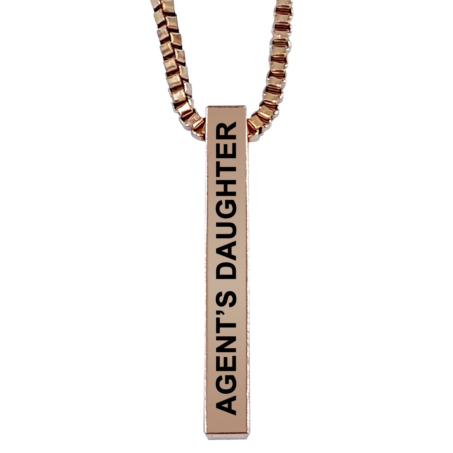 Agent's Daughter Rose Gold Plated Pillar Bar Pendant Necklace Gift Mother's Day Christmas Holiday Anniversary Police Sheriff Officer First Responder Law Enforcement