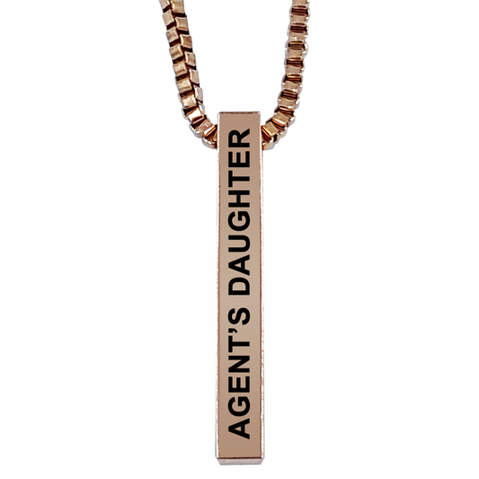 Agent's Daughter Rose Gold Plated Pillar Bar Pendant Necklace Gift Mother's Day Christmas Holiday Anniversary Police Sheriff Officer First Responder Law Enforcement