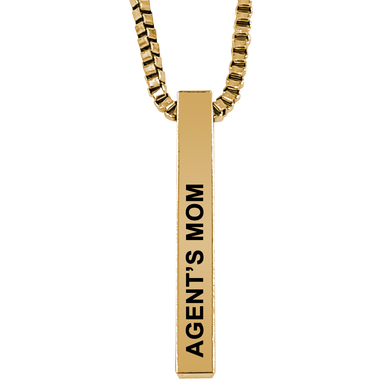 Agent's Mom Gold Plated Pillar Bar Pendant Necklace Gift Mother's Day Christmas Holiday Anniversary Police Sheriff Officer First Responder Law Enforcement