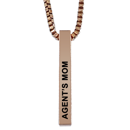 Agent's Mom Rose Gold Plated Pillar Bar Pendant Necklace Gift Mother's Day Christmas Holiday Anniversary Police Sheriff Officer First Responder Law Enforcement