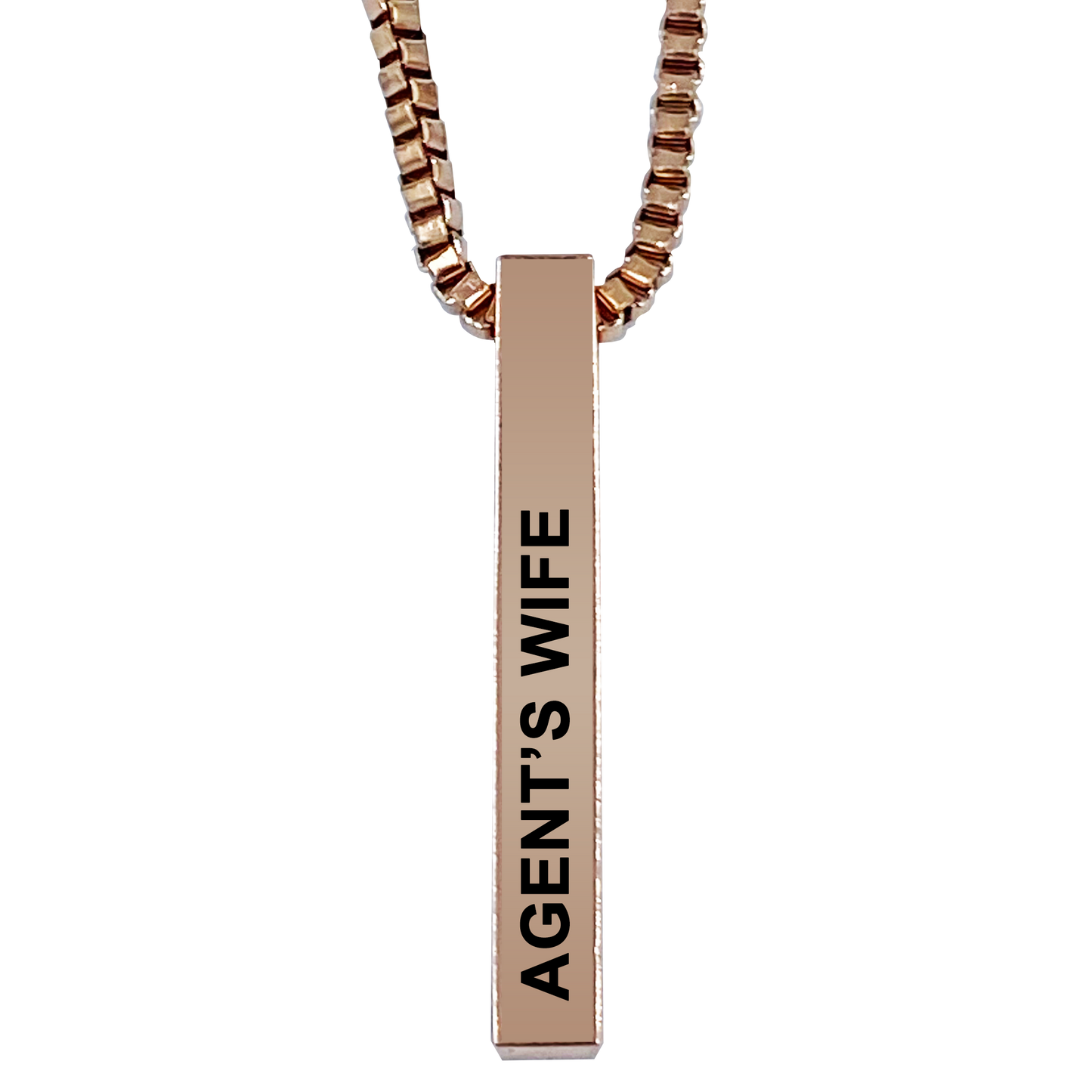 Agent's Wife Rose Gold Plated Pillar Bar Pendant Necklace Gift Mother's Day Christmas Holiday Anniversary Police Sheriff Officer First Responder Law Enforcement