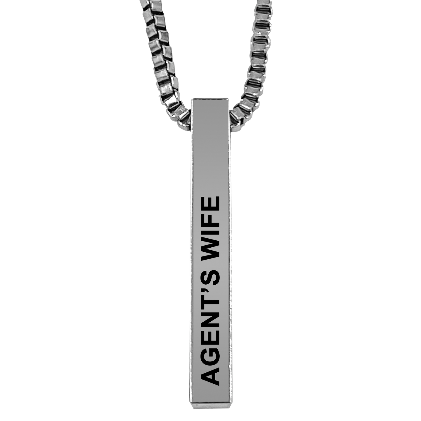 Agent's Wife Silver Plated Pillar Bar Pendant Necklace Gift Mother's Day Christmas Holiday Anniversary Police Officer First Responder Law Enforcement