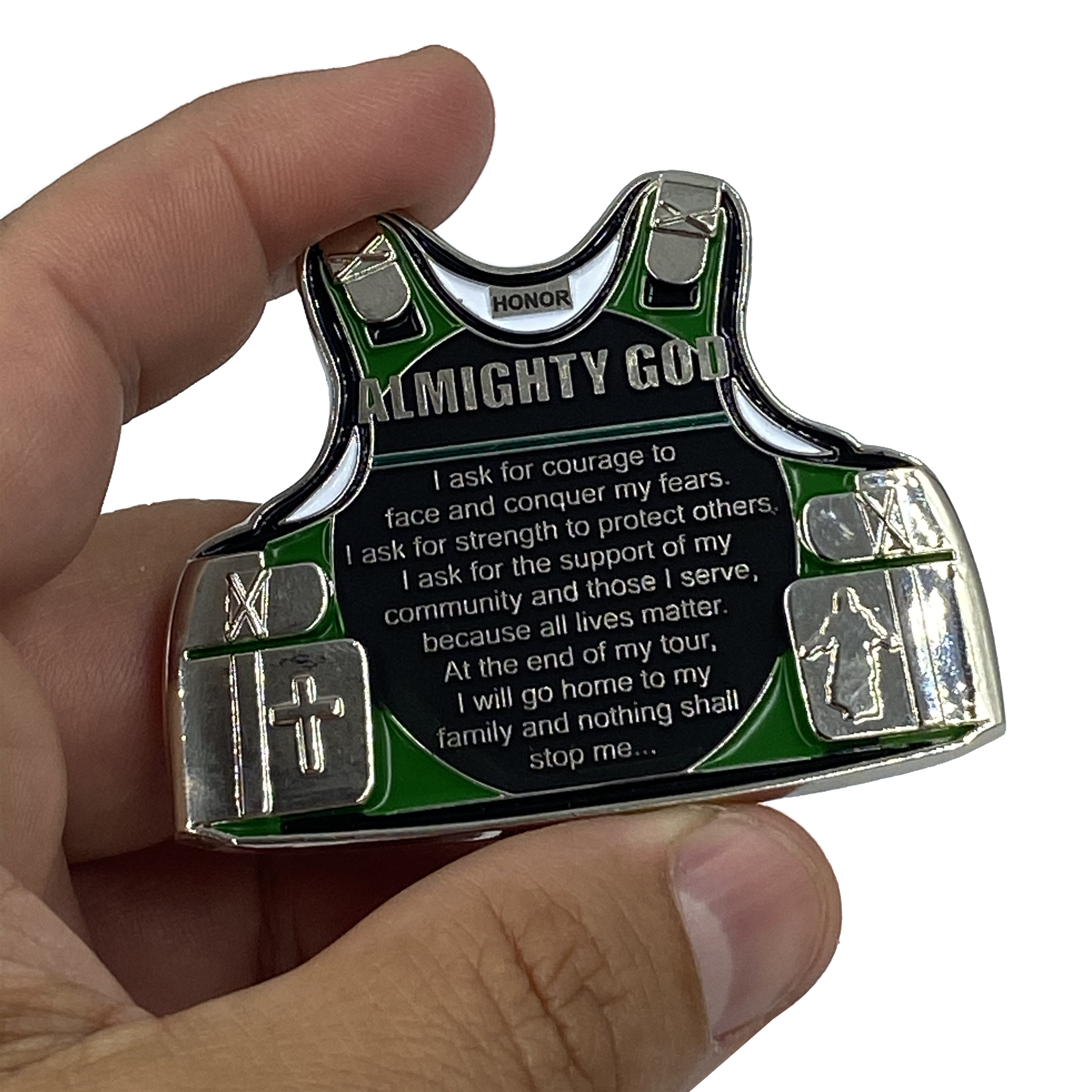 J-004 Police Officer's Prayer God Almighty Challenge Coin Thin Green Line Tactical Body Armor Border Patrol Marines Army Deputy Sheriff