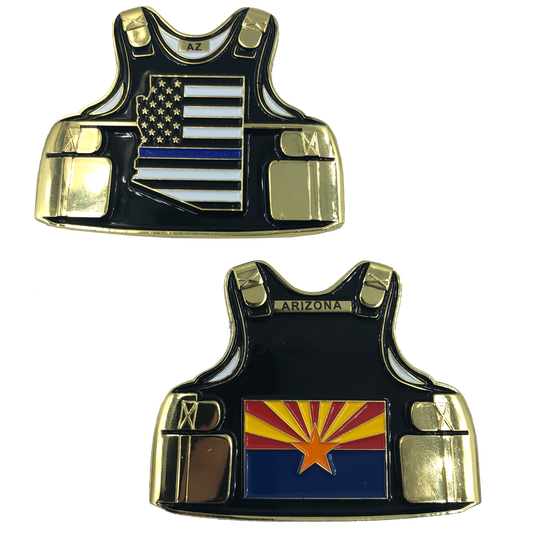 D-004 Arizona LEO Thin Blue Line Police Body Armor State Flag Challenge Coins