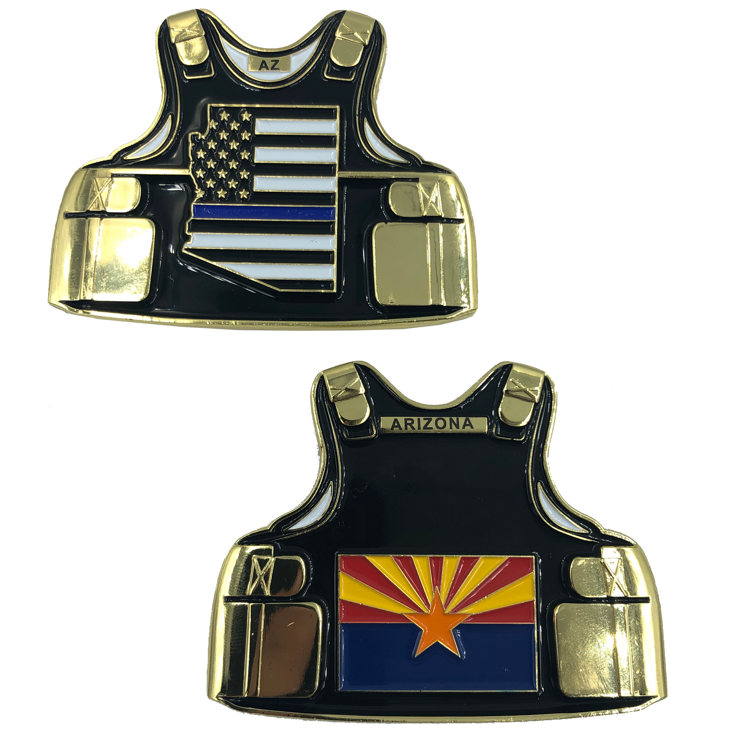 D-004 Arizona LEO Thin Blue Line Police Body Armor State Flag Challenge Coins