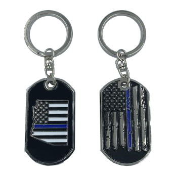 HH-006 Arizona Thin Blue Line Challenge Coin Dog Tag Keychain Police Law Enforcement