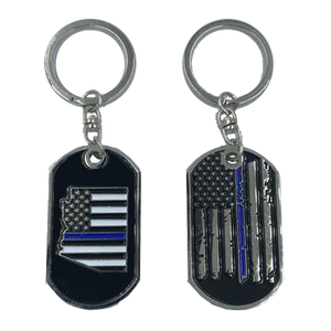 HH-006 Arizona Thin Blue Line Challenge Coin Dog Tag Keychain Police Law Enforcement