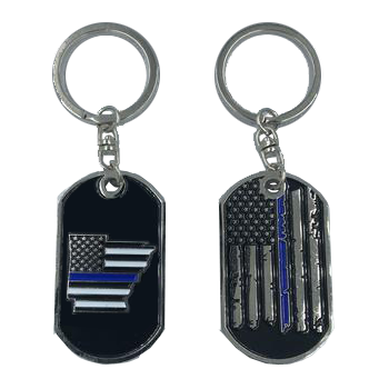 II-001 Arkansas Thin Blue Line Challenge Coin Dog Tag Keychain Police Law Enforcement