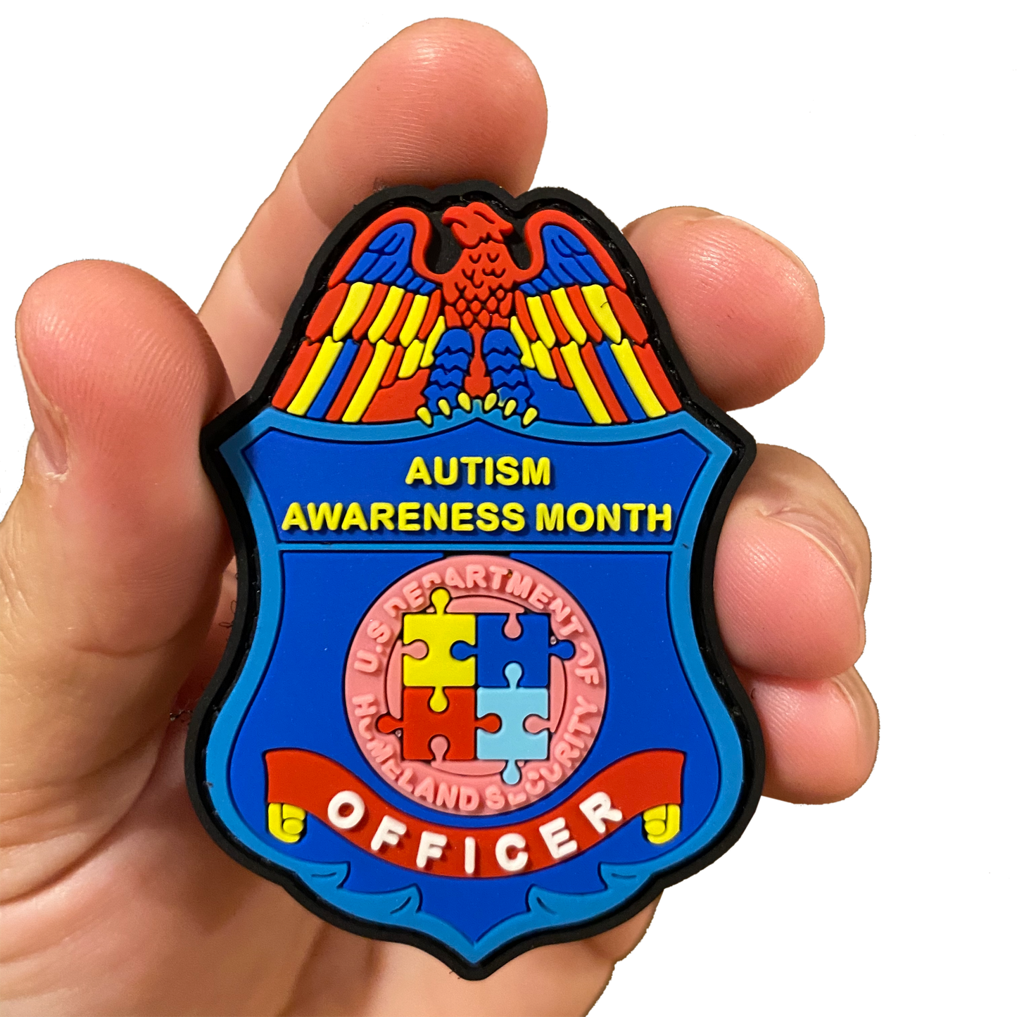 EL13-014 Autism Awareness Month Officer Police PVC Patch