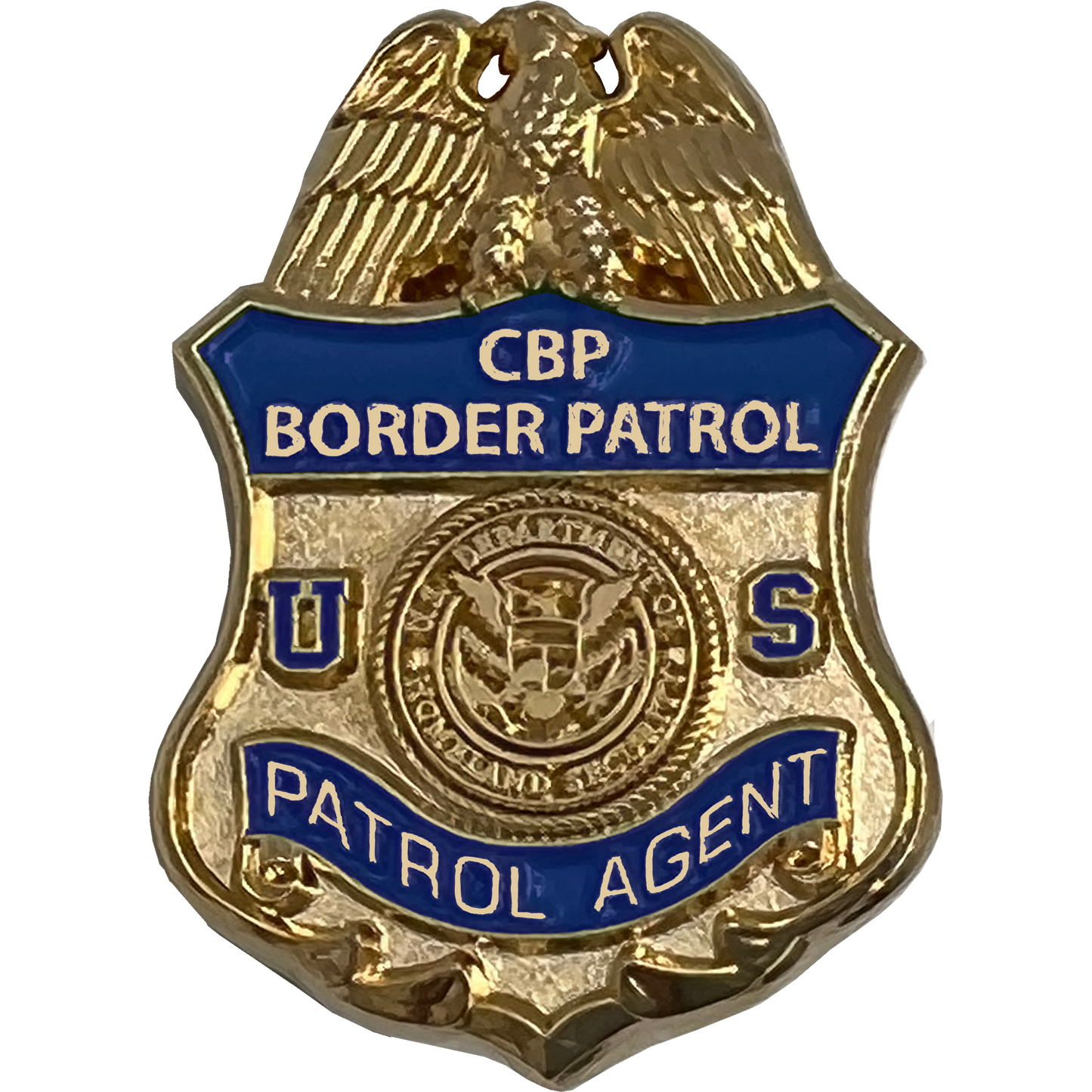 PBX-001-B 24KT Gold plated Border Patrol Agent pin with dual pin posts blue enamel