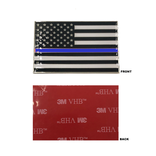 DL9-03 Thin Blue Line US Flag Vehicle Emblem high-end metal decal with 3M Police CBP LEO
