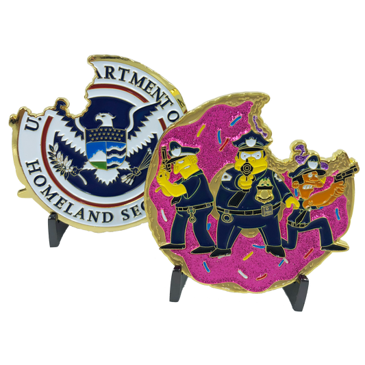 A-010 Police Task Force Simpsons inspired Donut Challenge Coin NYPD CBP FBI Task Force BLUE
