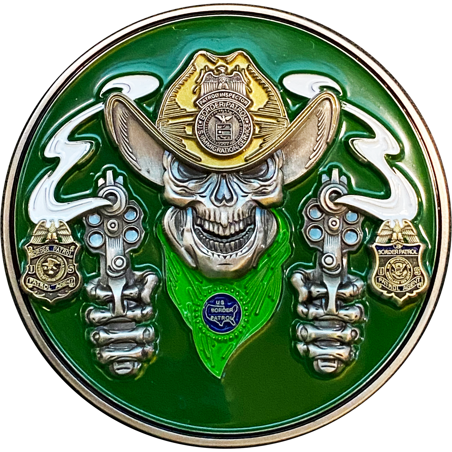 DL1-10 Border Patrol Especial Thin Green Line Challenge Coin CBP Modelo Parody We Don't Need Masks