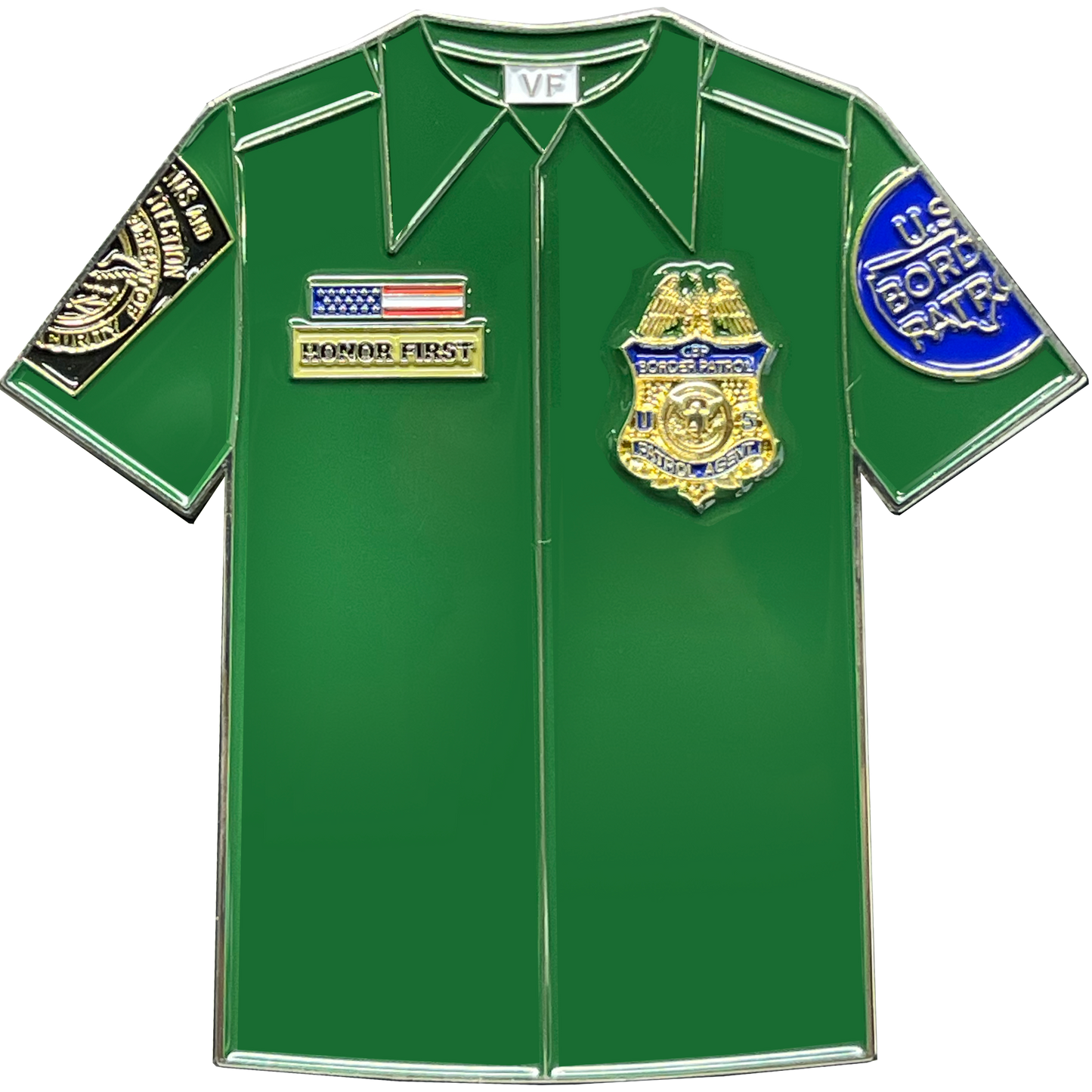 BL9-014 CBP Border Patrol Agent BPA Uniform Shirt Thin Green Line Flag Challenge Coin