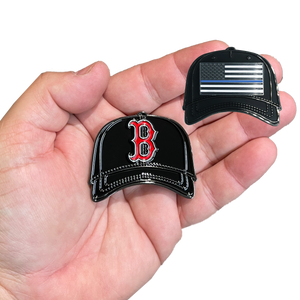 EL2-020 Boston Police Department Red Sox Hat Thin Blue Line Challenge Coin Police BPD