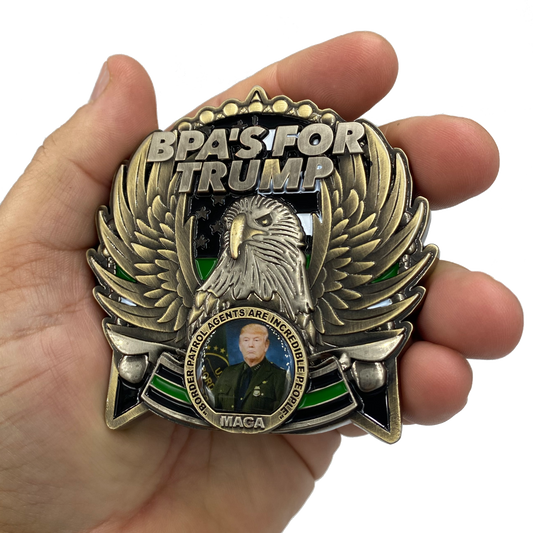 EL3-017 BPA's for TRUMP 45th President Donald J. Trump MAGA CBP Border Patrol Agent Mount Rushmore St. Michael White House American Flag