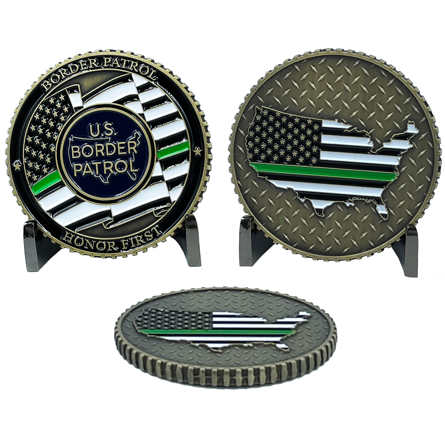 EL4-020 Border Patrol Honor First CBP Challenge Coin BPA Patrol Agent thin green line police