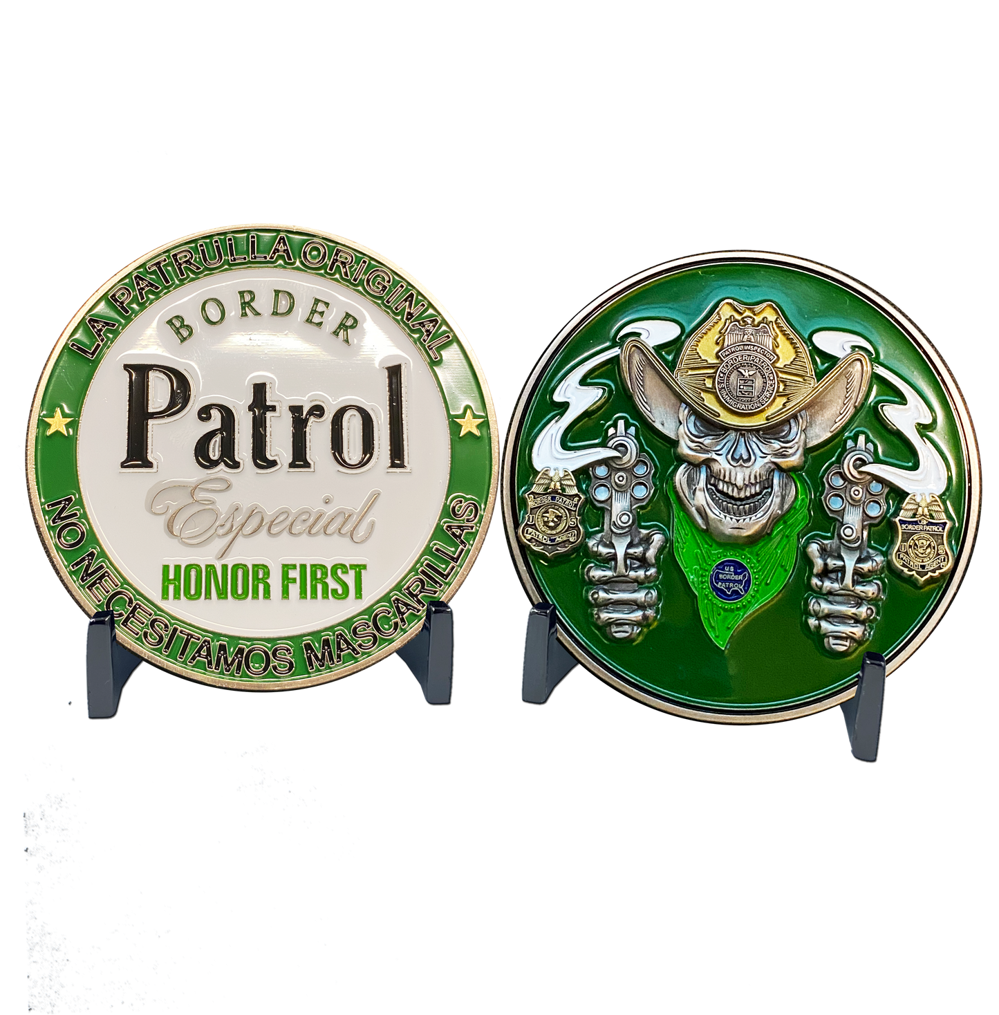 DL1-10 Border Patrol Especial Thin Green Line Challenge Coin CBP Modelo Parody We Don't Need Masks