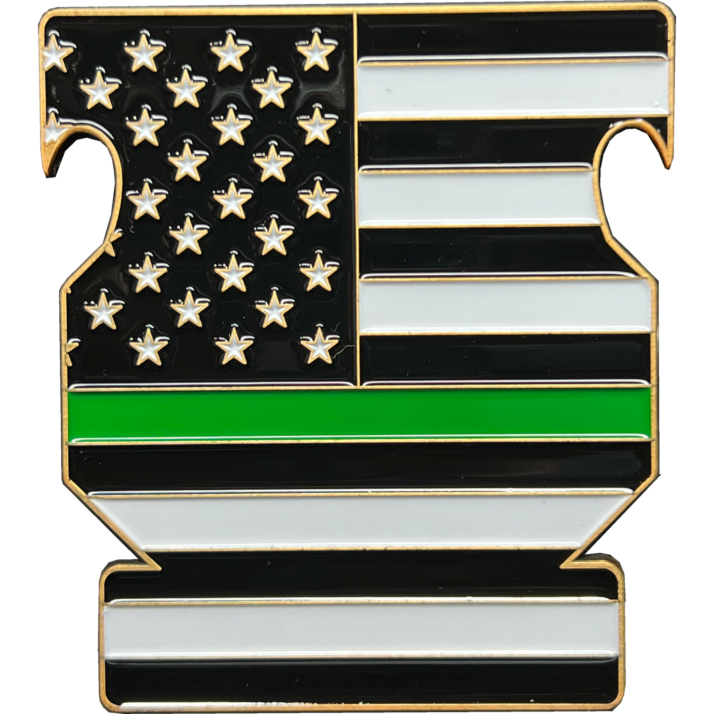 discontinued EL13-010 Border Patrol Agent Bottle Opener Challenge Coin hand painted thin green line functional art