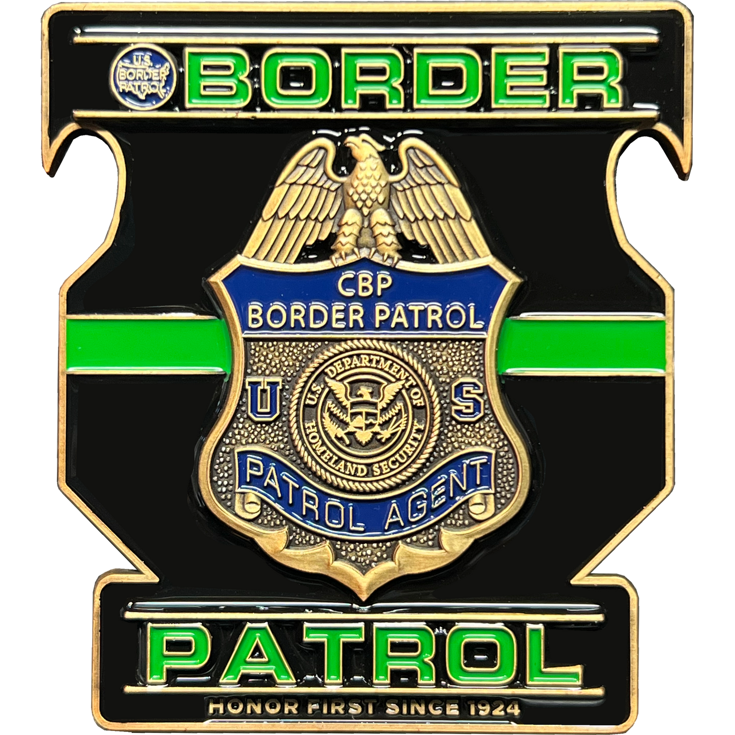 discontinued EL13-010 Border Patrol Agent Bottle Opener Challenge Coin hand painted thin green line functional art