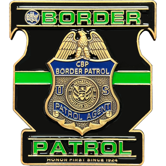 discontinued EL13-010 Border Patrol Agent Bottle Opener Challenge Coin hand painted thin green line functional art