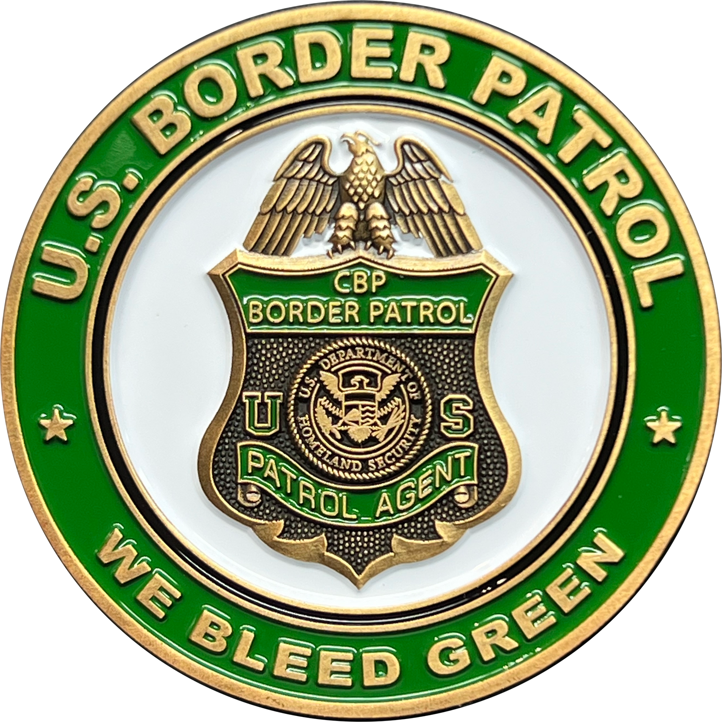 EL12-008 Border Patrol Agent Thin Green Line Challenge Coin Bleed Green