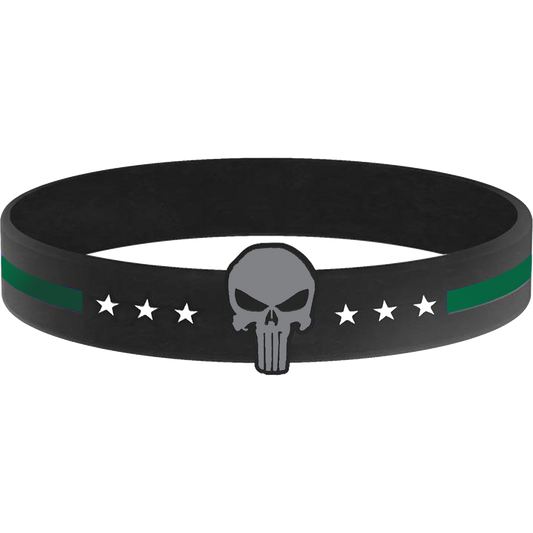 Thin Green Line Silicon Bracelet (GREEN) Border Patrol, Security, Sheriff, Police, Army